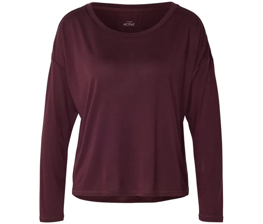 2-in1-Sportshirt, weinrot/rosa