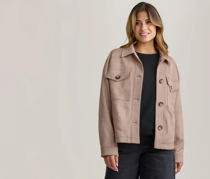 Jacke in Velourslederoptik