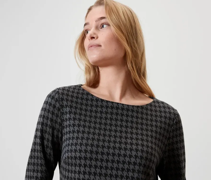 Jerseykleid mit Hahnentritt-Jacquard