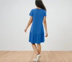 Jerseykleid mit Volant, kobaltblau