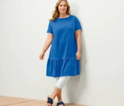 Jerseykleid mit Volant, kobaltblau