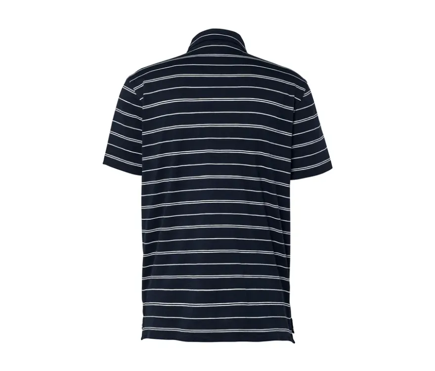 Jersey-Poloshirt, dunkelblau gestreift