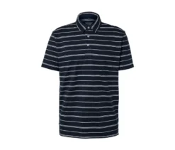 Jersey-Poloshirt, dunkelblau gestreift
