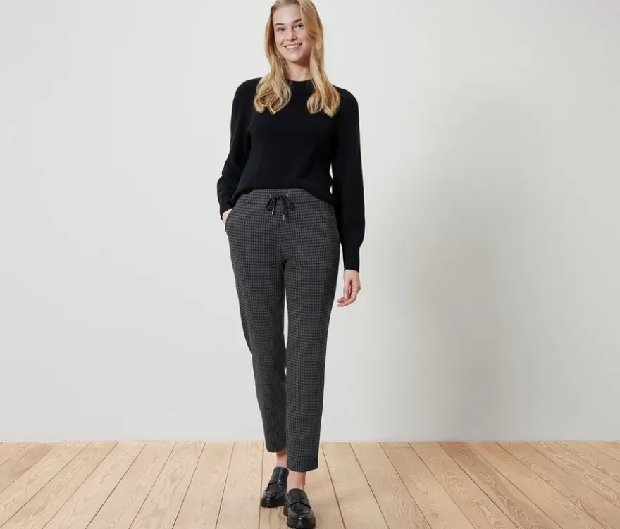 Joggpants mit Hahnentritt-Jacquard
