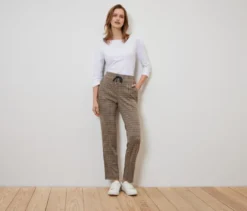 Joggpants mit Hahnentritt-Jacquard