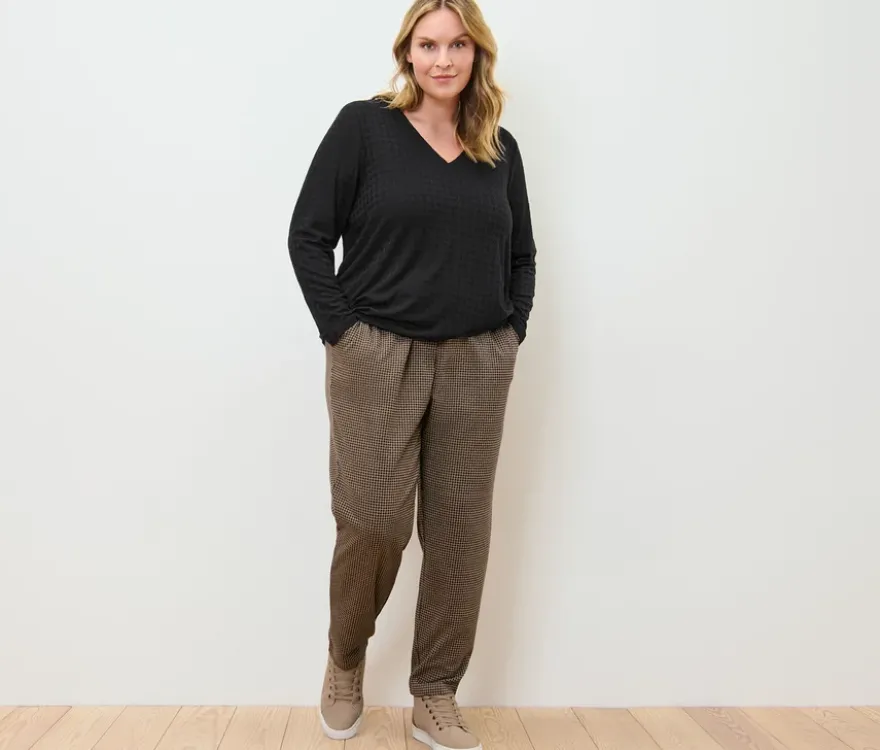 Joggpants mit Hahnentritt-Jacquard