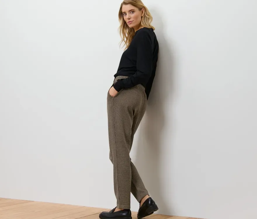 Joggpants mit Hahnentritt-Jacquard