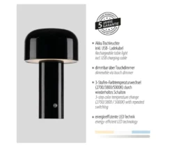 JUST LIGHT LED-Akku-Tischleuchte »Agnes«, 2er-Set, schwarz