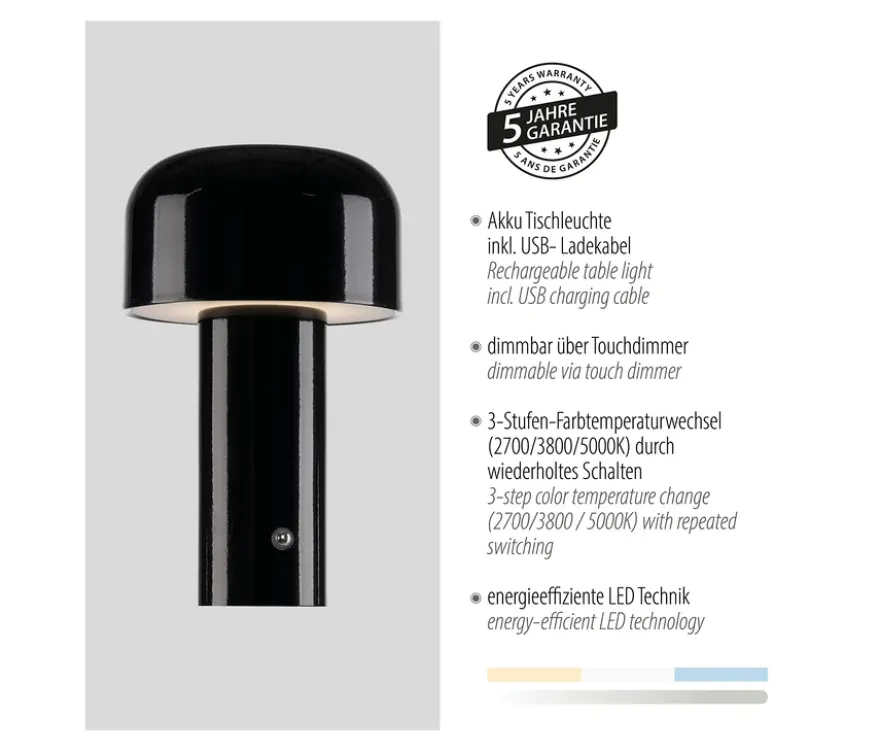 JUST LIGHT LED-Akku-Tischleuchte »Agnes«, 2er-Set, schwarz