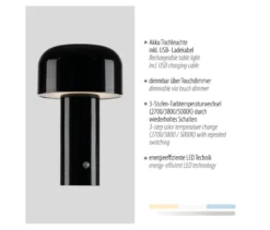 JUST LIGHT LED-Akku-Tischleuchte »Agnes«, 2er-Set, schwarz