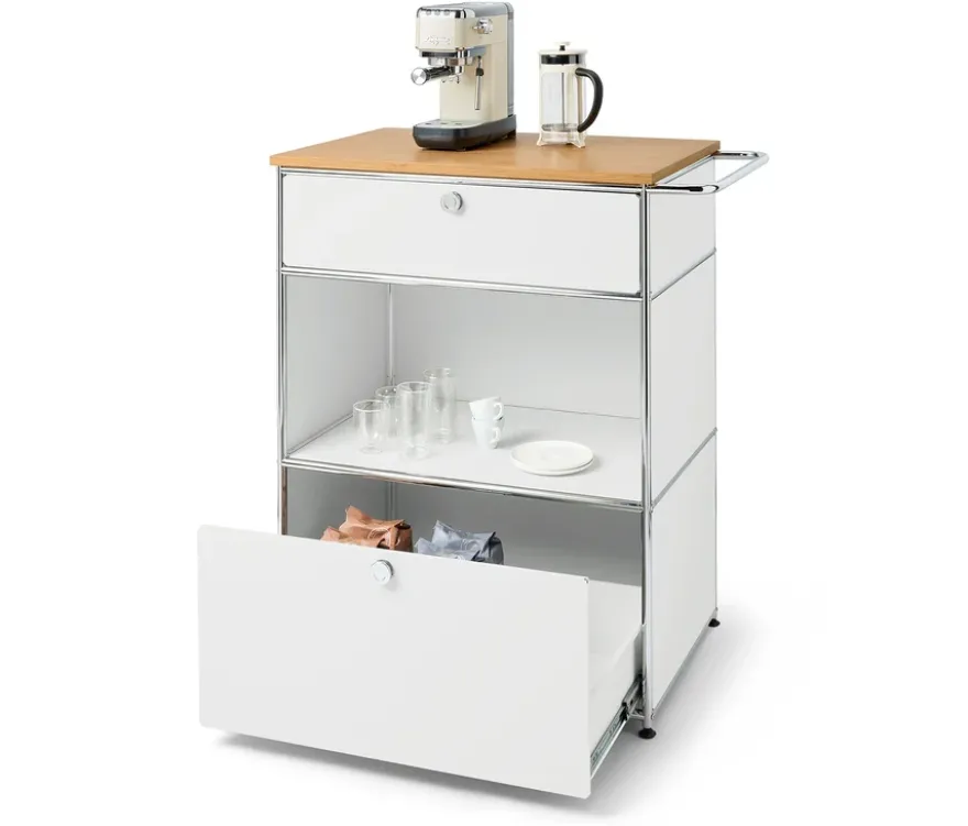 Kaffee-Kommode Metall »CN3« mit 2 Schubladen, weiß