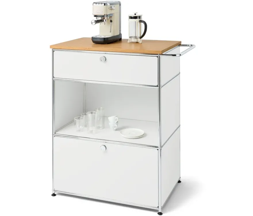 Kaffee-Kommode Metall »CN3« mit 2 Schubladen, weiß