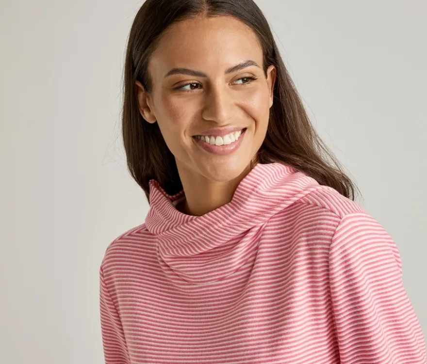 Kapuzen-Pullover, rosa-offwhite