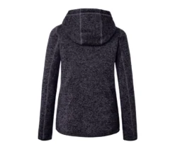 Kapuzen-Strickfleecejacke, dunkelblau meliert