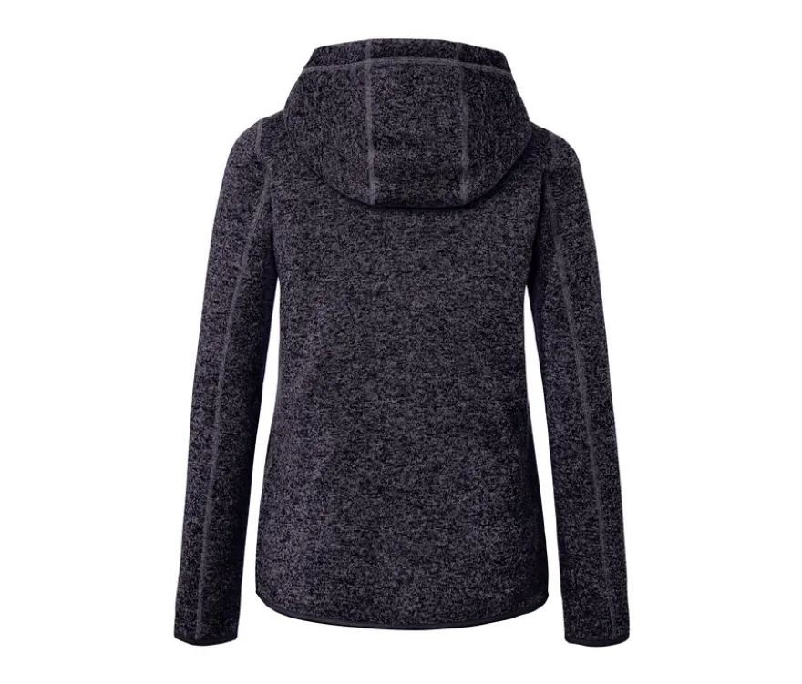 Kapuzen-Strickfleecejacke, dunkelblau meliert