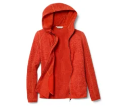 Kapuzen-Strickfleecejacke, orange meliert