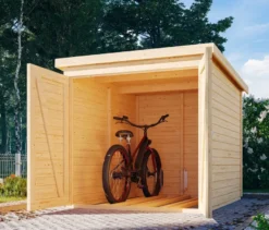 Karibu Fahrradgarage für 3 Räder, 19 mm, mit Dacheindeckung, naturfarben