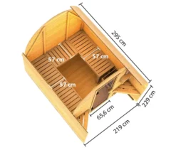 Karibu Fasshaus »Orkla«, naturfarben, inkl. 9 kW-Ofen mit externer Steuerung