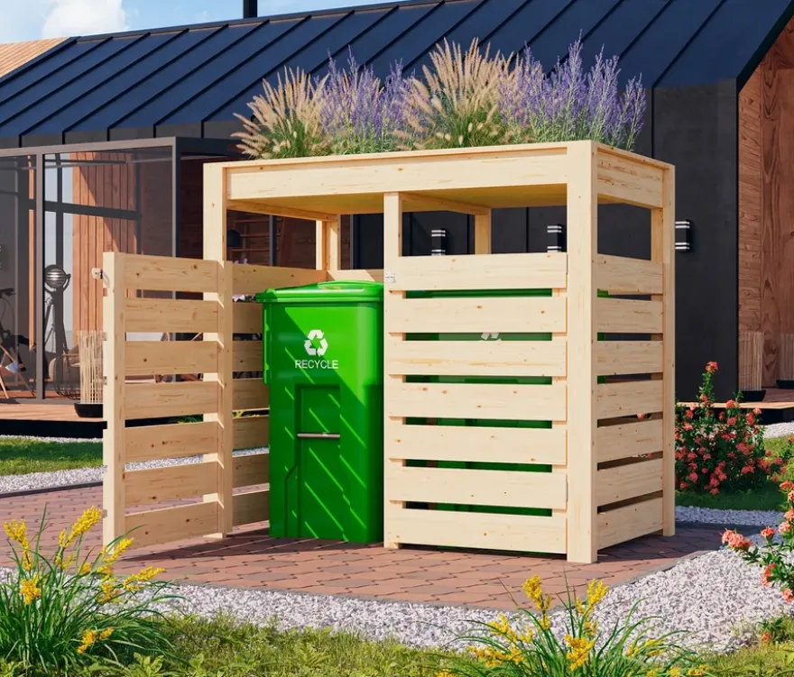 Karibu Mülltonnenbox für 2 Tonnen mit Pflanzdach (2 x 240l)