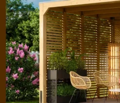 Karibu Pavillon »Markaska« mit Leimholz-Balken und Dacheindeckung, 320 x 320 cm, 28 mm