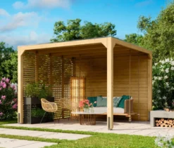 Karibu Pavillon »Markaska« mit Leimholz-Balken und Dacheindeckung, 320 x 320 cm, 28 mm