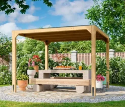 Karibu Pavillon »Markaska« mit Leimholz-Balken und Dacheindeckung, 320 x 320 cm, 28 mm