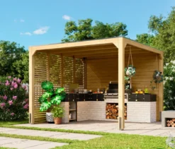 Karibu Pavillon »Markaska« mit Leimholz-Balken und Dacheindeckung, 320 x 320 cm, 28 mm