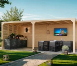 Karibu Pavillon »Markaska« mit Leimholz-Balken und Dacheindeckung, 627 x 320, 28 mm