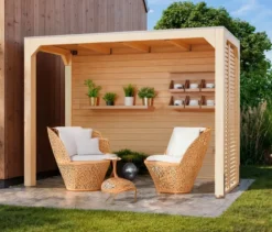 Karibu Pavillon »Markaska« mit Leimholz-Balken und Dacheindeckung, 320 x 160 cm, 28 mm