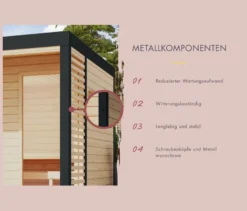 Karibu Saunahaus »Alice 3«, Anbau, naturfarben-anthrazit