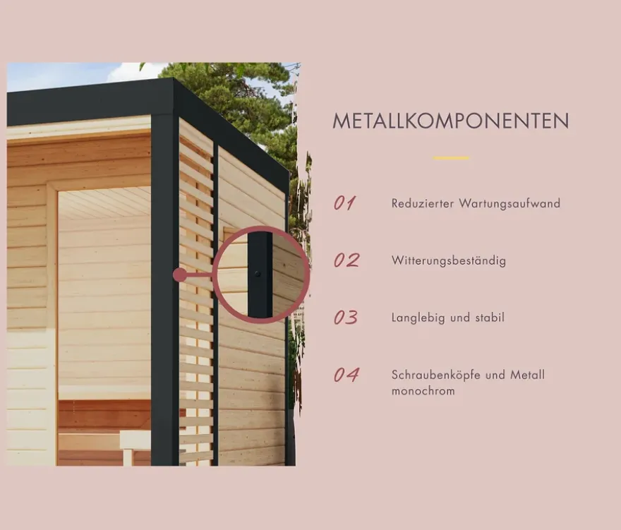 Karibu Saunahaus »Alice 1«, naturfarben-anthrazit