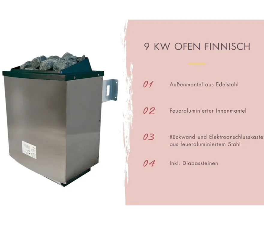 Karibu Sauna »Scarlett 3« im Set mit 9-kW-Ofen und finnischer Steuerung