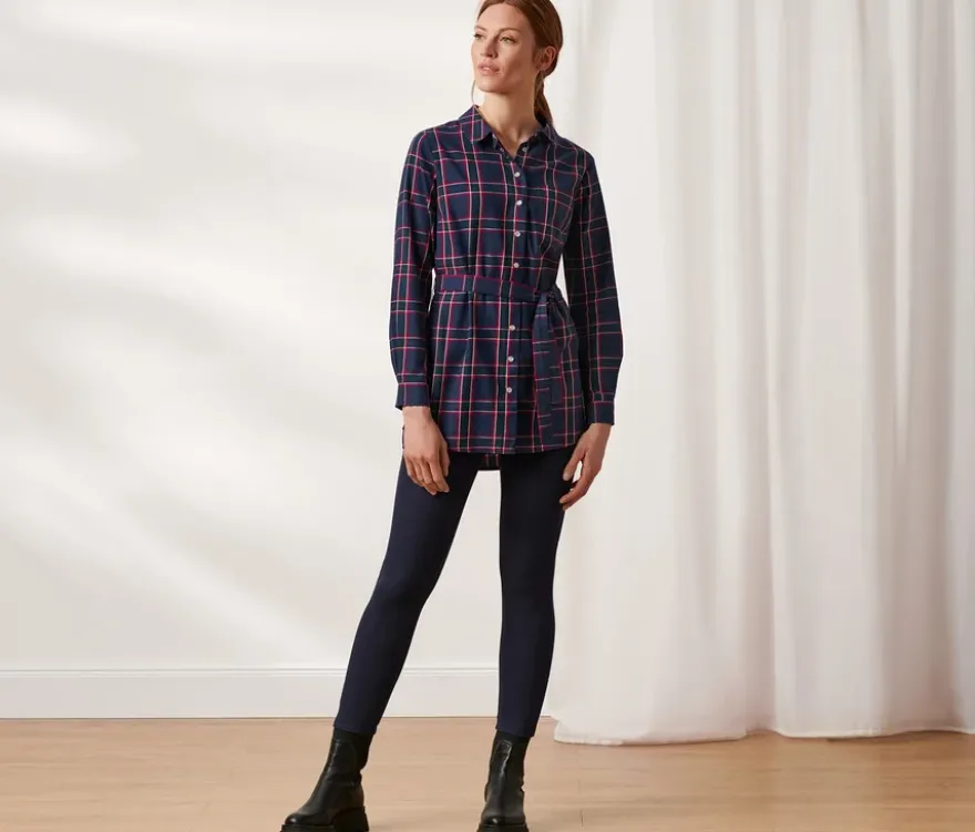 Karierte Longbluse aus Baumwoll-Flanell