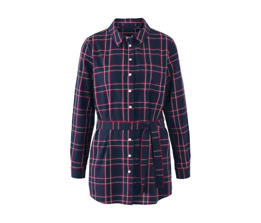 Karierte Longbluse aus Baumwoll-Flanell