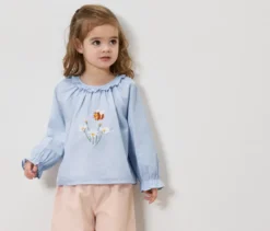 Kinder-Chambray-Bluse