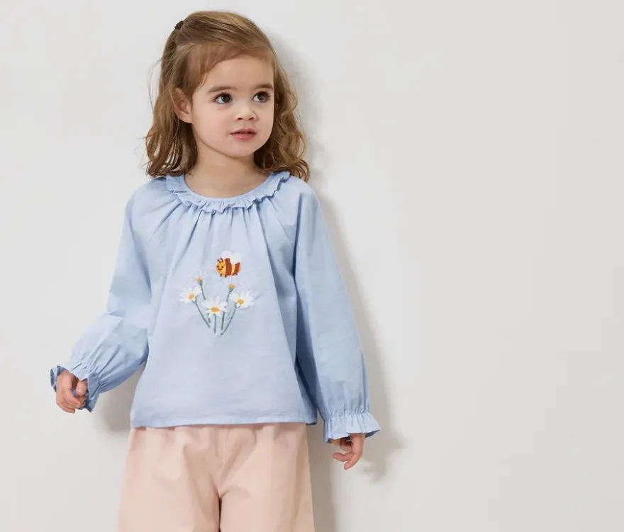 Kinder-Chambray-Bluse