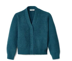 Kinder-Chenille-Strickjacke, blaugrün