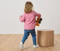 Kinder-Fleecejacke, rosa gestreift