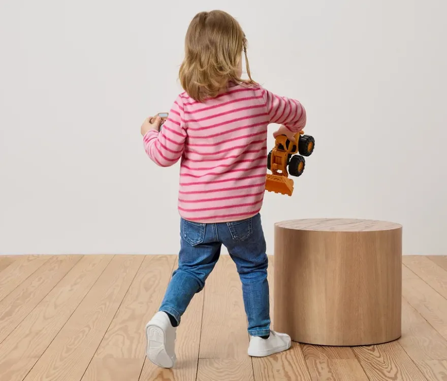 Kinder-Fleecejacke, rosa gestreift