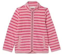 Kinder-Fleecejacke, rosa gestreift