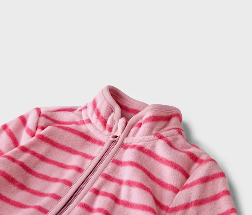 Kinder-Fleecejacke, rosa gestreift