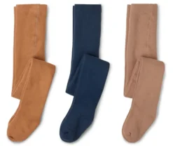 3 Kinder-Frottee-Thermostrumpfhosen, braun/blau