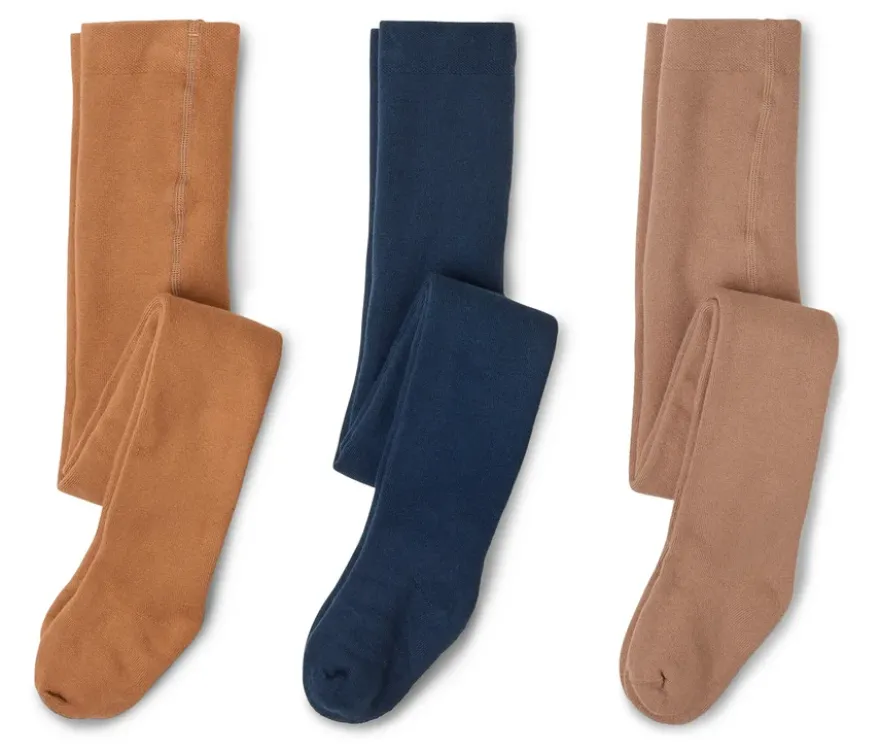 3 Kinder-Frottee-Thermostrumpfhosen, braun/blau