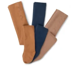 3 Kinder-Frottee-Thermostrumpfhosen, braun/blau