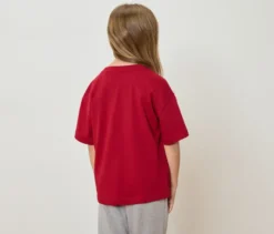 Kinder-Heavy-T-Shirt mit überschnittenen Schultern, rot