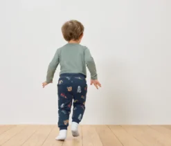 Kinder Jogginghose, navy mit graugrünen Bündchen