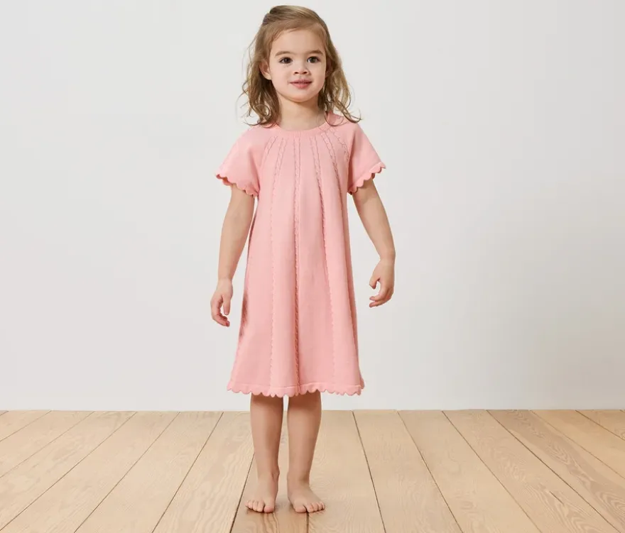 Kinder-Kurzarm-Kleid aus weichem Strick