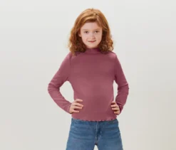 Kinder-Langarm-Rippshirt, beere