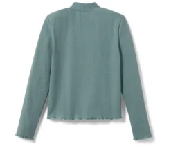 Kinder-Langarm-Rippshirt, salbeigrün