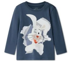 2 Kinder-Langarmshirts mit Applikation, Hase